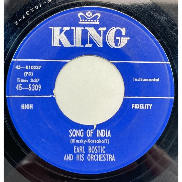 Earl Bostic Song of India / Let's Move Out 45 Rhythm & Blues King 5309 - Picture 1 of 4